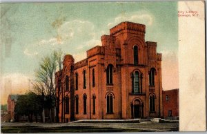 View of City Library, Oswego NY Vintage Postcard B48