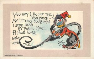MONKEY MAIL LONG TAIL COMIC ARTIST SIGNED DWIG EMBOSSED POSTCARD 1913