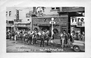 Deadwood SD The Old Style Bar Horses Drug Store RPPC