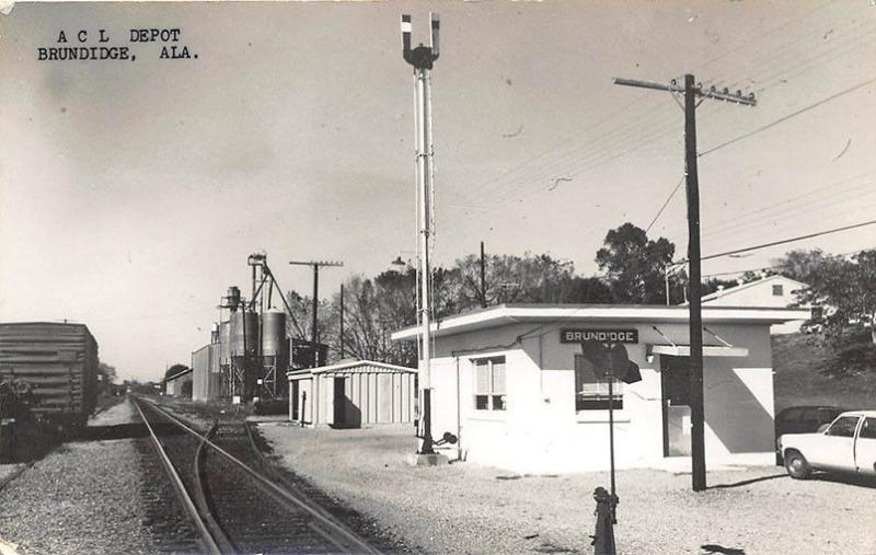 Brundidge AL., A. C. L.  Railroad Station Train Depot Real Photo RPPC Postcard