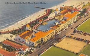 Miami Beach Florida~McFadden-Deauville Hotel Aerial View~Tennis Courts~1940s Pc