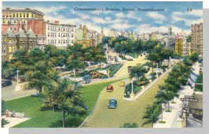 Nice Boston, Massachusetts/MA Postcard, Commonwealth Avenue, 1940's?