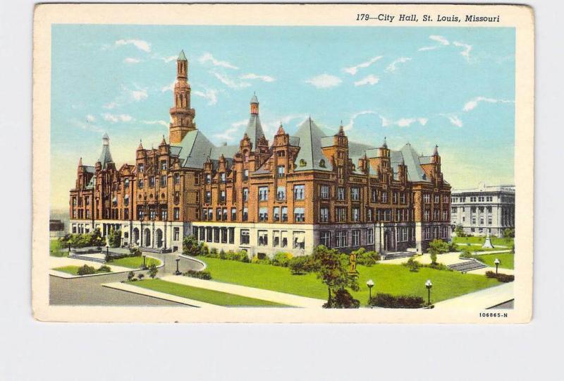 ANTIQUE POSTCARD MISSOURI ST LOUIS CITY HALL EXTERIOR BIRDS EYE VIEW 