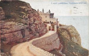 LLANDUDNO WALES UK TELEGRAPH STATION PHOTOCHROM CELESQUE POSTCARD POSTMARK 1924