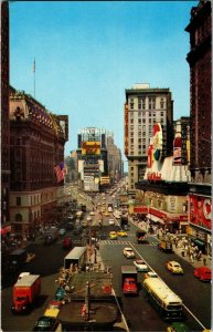 Times Square New York City Signs Cars Vintage Postcard F30