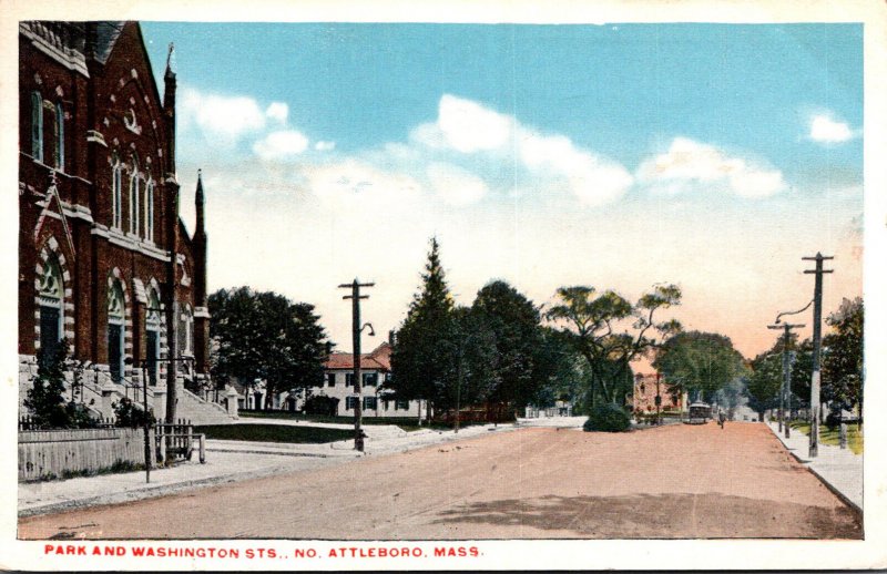 Massachusetts North Attleboro Park and Washington Streets 1923