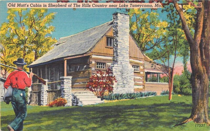 Lake Taneycomo Mo Missouri Old Matt S Cabin C1950s Roadside Linen