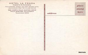 Birdseye View Hotel La Fonda HS CROCKER CO Postcard 9338 PALM SPRINGS CA