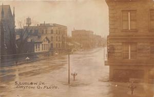 E55/ Dayton Ohio Real Photo RPPC Postcard 1913 Flood Disaster Ludlow St 1