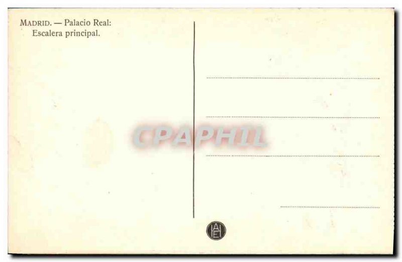 Old Postcard Madrid Palacio Real main Escalera