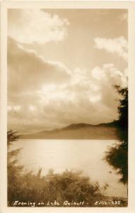 1930s RPPC Postcard Evening in Lake Quinalt WA Ellis 235 Grays Harbor County