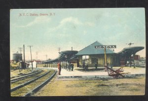 GENEVA NEW YORK NY CENTRAL RAILROAD DEPOT TRAIN STATION VINTAGE POSTCARD