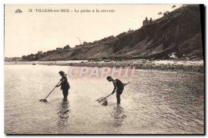 Old Postcard Villers Sur Mer La Peche a shrimp