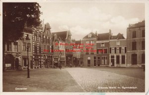 Netherlands, Deventer, RPPC, Nieuwe Markt, Gymnasium, Photo