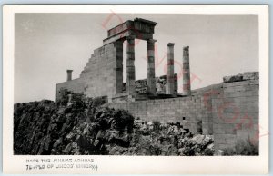 c1950s Rhodes, Greece RPPC Temple Of Lindos Minerva Pre Restored Real Photo A141