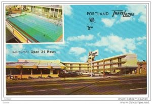 Portland Oregon Travel Lodge Hotel Motel restaurant split view , 50-60s