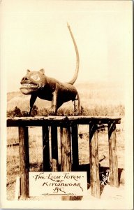 AZO RPPC Real Photo Postcard BC Kitwanga The Lion Totem 1930s M63