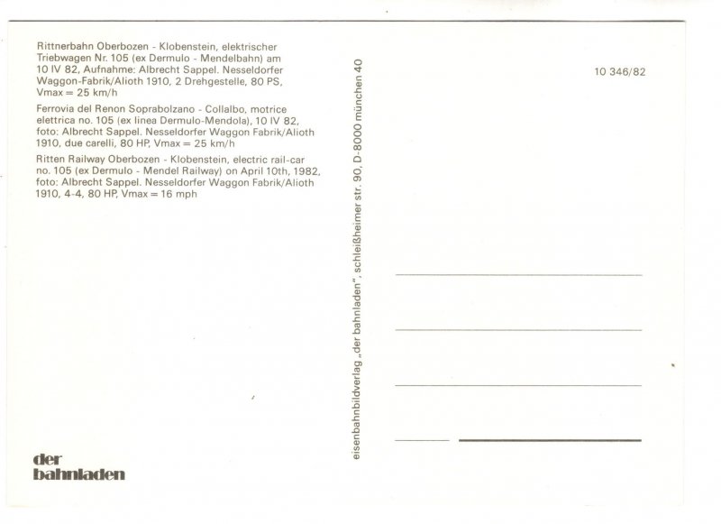 Ritten Railway Oberbozen Train, Tyrol, Italy,1982