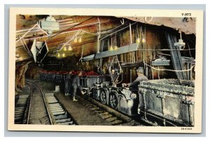 Vintage 1940's Postcard Coal Miners with a Train Full of Coal in the Mines