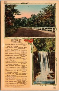 Down In Virginia Vintage Linen Postcard Asheville Post Card NC Postcard Vintage 