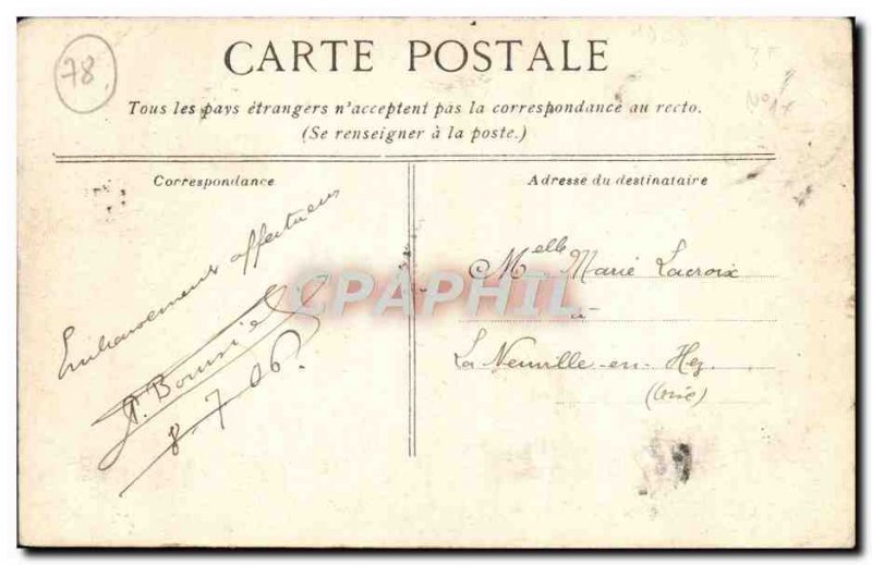 Old Postcard Versailles Park Petit Trianon rustic bridge and tower Malborough