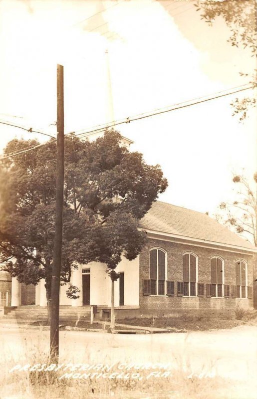 Monticello Florida birds eye view Presbyterian Church real photo pc BB2534