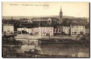 Old Postcard Roanne Vue Generale Basin Wharf