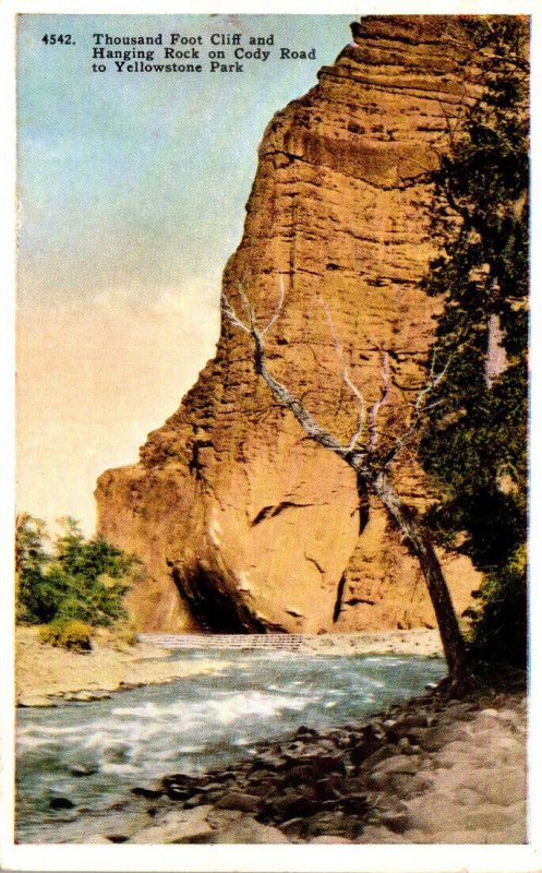 Yellowstone National Park Cody Road Thousand Foot Cliff and Hanging Rock 1929