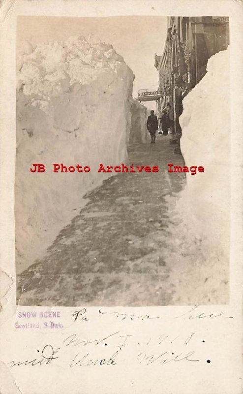 SD, Scotland, South Dakota, RPPC, Street Scene, Snow Covered, EH Treiber Photo