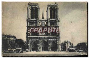 Old Postcard Paris Notre Dame Cathedral and the forecourt