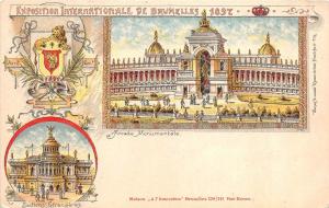 B93975 exposition bruxelles arcade monumentale belgium litho heraldic patriotic