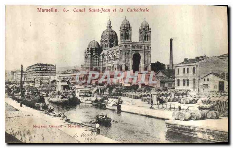 Postcard Old Marseilles Canal Saint John and the Cathedral