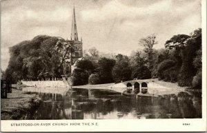 Vtg 1910s Stratford-upon-Avon Church Shakespeare Warwickshire England Postcard