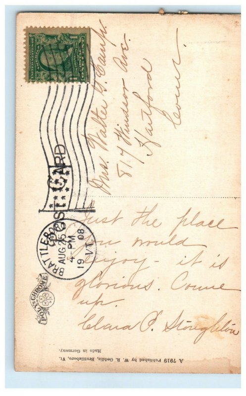 1908 Linden Lodge Brattleboro Vermont VT Posted Antique Postcard