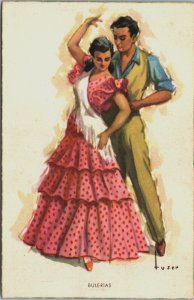 Bailes Andaluces Folklore Espanol Spain Vintage Postcard C104