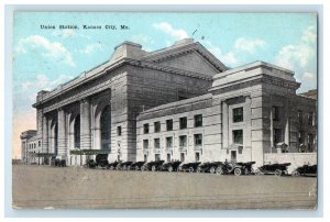 1920 Union Station Cars Kansas City Missouri MO Posted Vintage Postcard