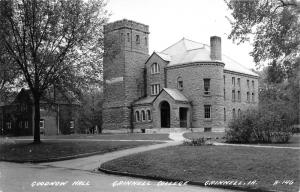 Grinnell Iowa~Grinnell College~Goodnow Hall~Square Tower~1940s RPPC Postcard