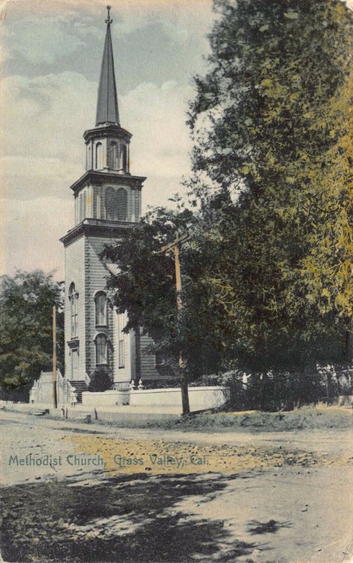 Hand Colored Postcard Methodist Church in Grass Valley, California~126622 