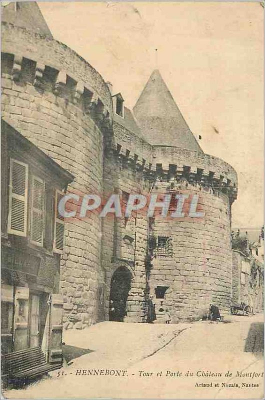 Old Postcard Hennebont Tower and Porte de Montfort Chateau