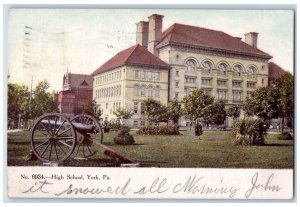 1907 Cannon, High School York Pennsylvania PA Antique Posted Postcard