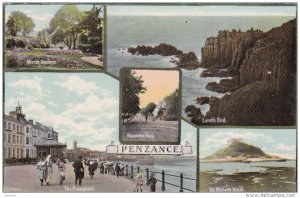 PENZANCE, Cornwall, England, 1900-1910's; 5-Views, Marrab Gardens, The Promen...
