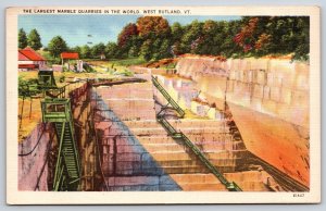 West Rutland Vermont~Marble Quarry Mining Scene~Stairs~Bldg~Linen 1938 Postcard