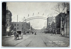 c1910 South Saginaw Street From Dresden Exterior Flint Michigan Vintage Postcard