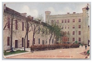 Postcard Illinois State Penitentiary Joliet ILL Prisoners Marching