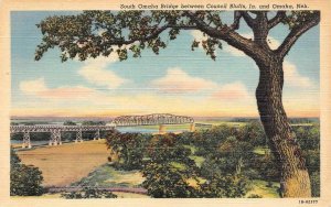 Nebraska NE   SOUTH OMAHA BRIDGE To Council Bluffs, Iowa IA   c1940's Postcard