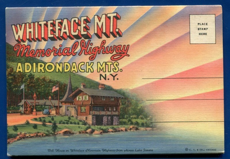 Whiteface MT Mountain New York ny Memorial Highway postcard folder