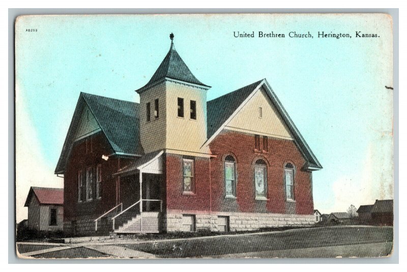 Postcard United Brethren Church Herington Kansas Vintage Standard View Card 