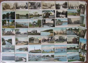 MASSACHUSETTS lot of 47 MA ANTIQUE POSTCARDS w/ RPPCs