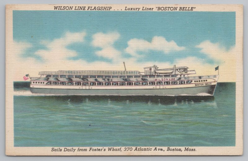 Boston MA~Wilson Line Ship~Boston Belle~Firefighters Hold Benefit Cruise~1950