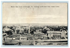 1912 Looking North West from Tower Aerial View of Dwight Illinois IL Postcard